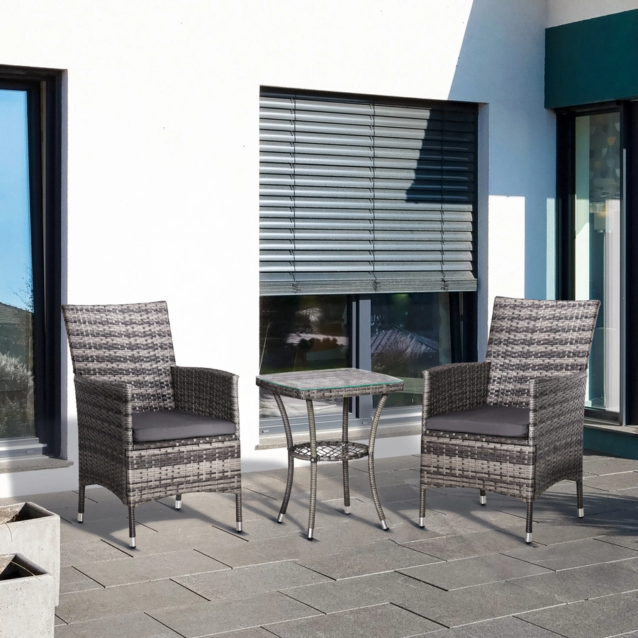 Outsunny Gartensitzgruppe mit Beistelltisch dunkelgrau