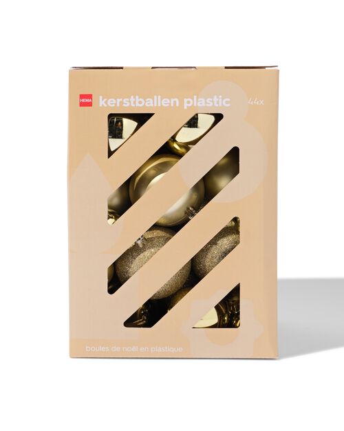set plastic kerstballen goud - 44 stuks