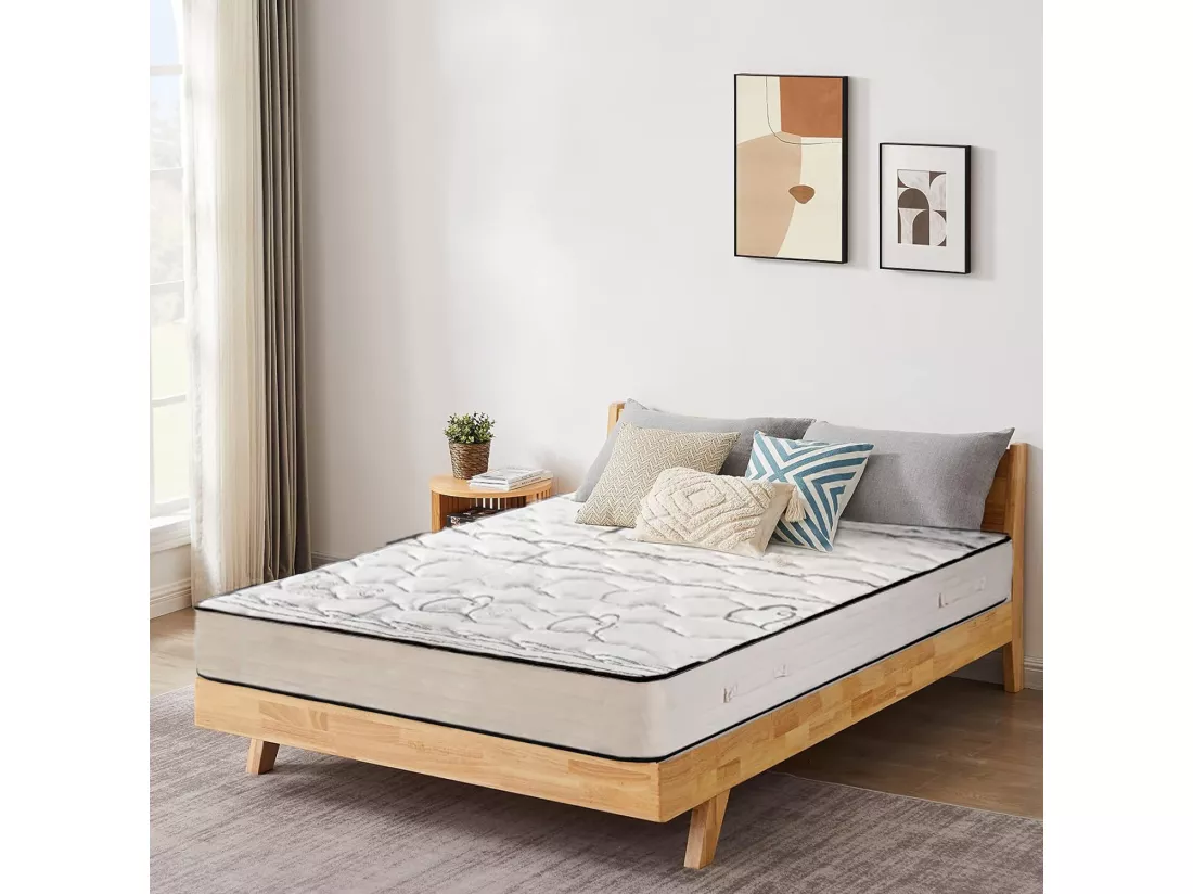 Matelas réversible NELIA 160x200 cm, mousse haute densité, indépendance du couchage, avec face été/hiver, épaisseur 24 cm