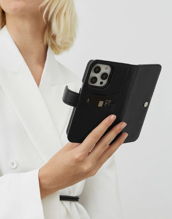 iPhone 17 2in1 MagSafe Leder Tasche   Hülle Slim Magnet Book Cover (IDMWPMS-I2561-01) - Schwarz