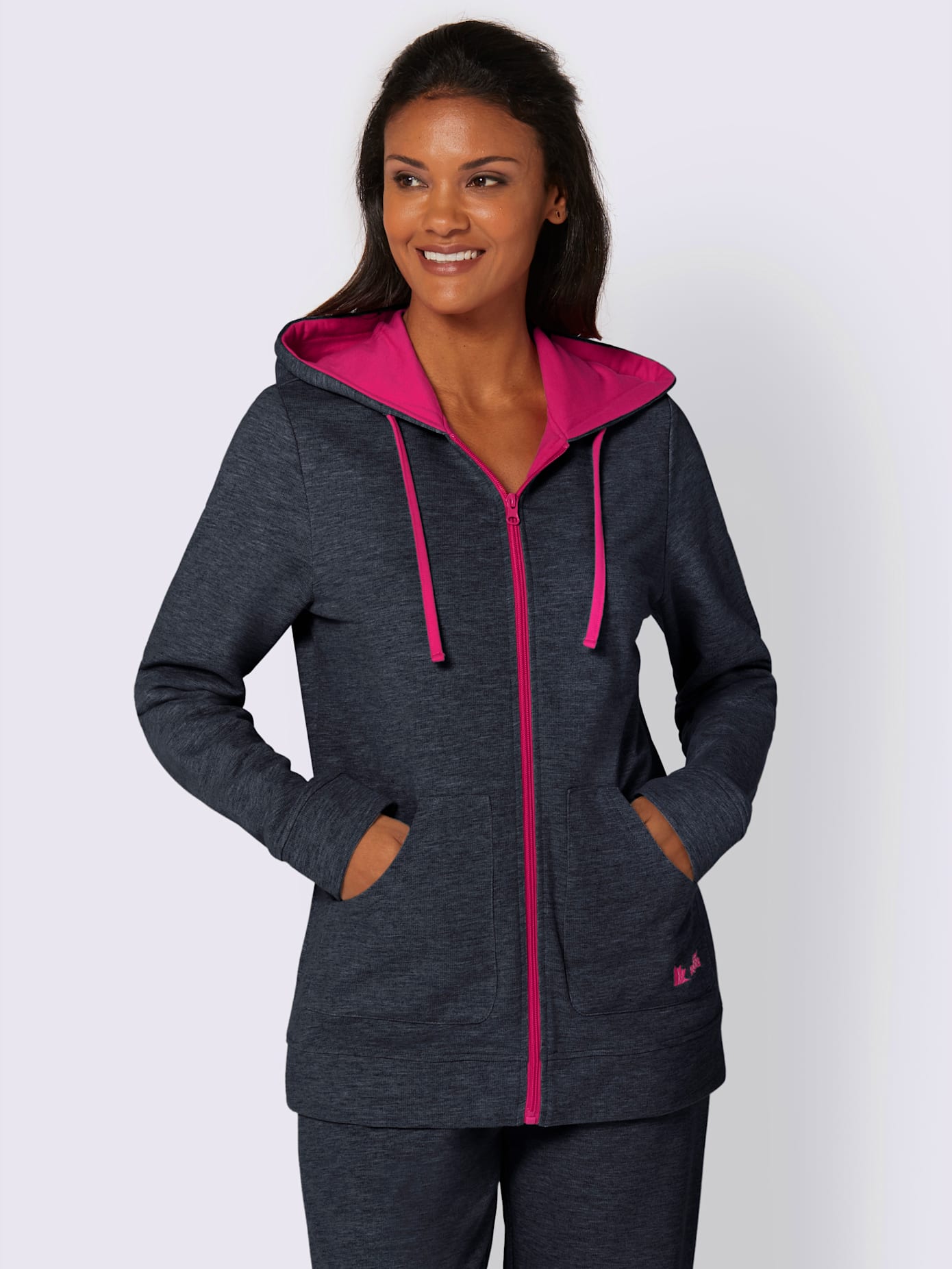 Sweat chiné détails contrastés avec capuche