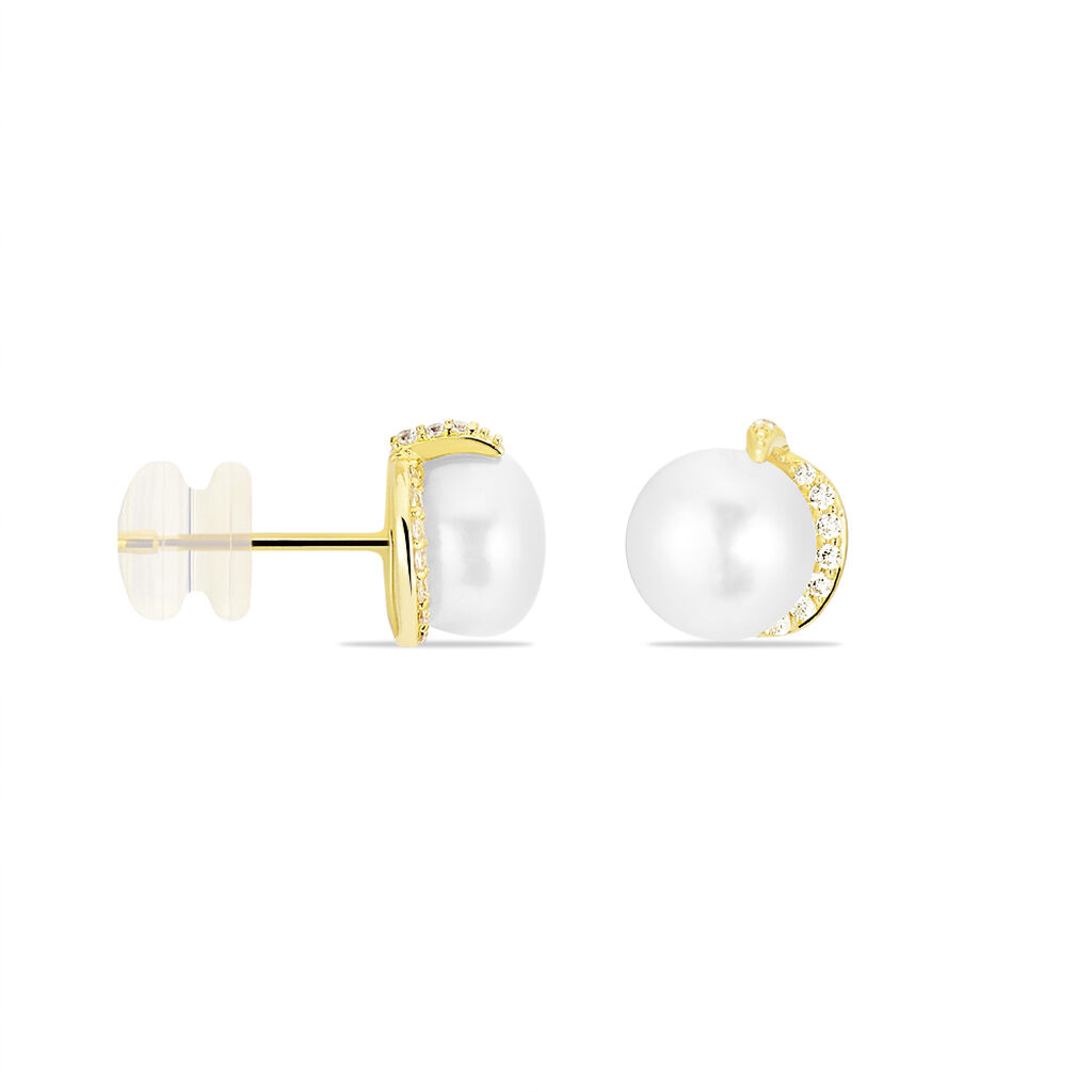 Boucles D'oreilles Puces Lucinda Or Jaune Perle De Culture