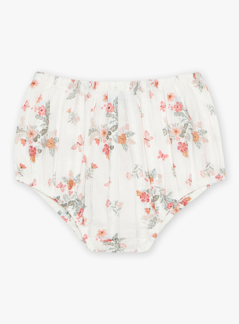 Robe et bloomer écrus en Jacquard imprimé