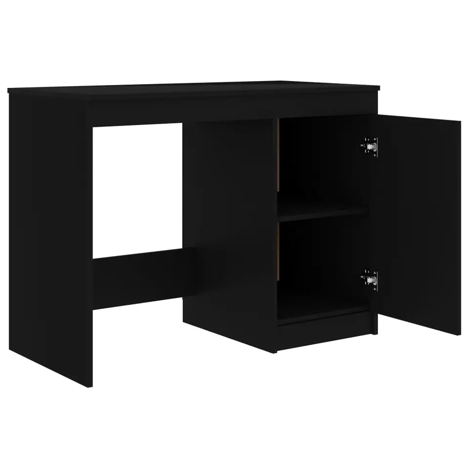 vidaXL - Bureau - Zwart - Bewerkt hout