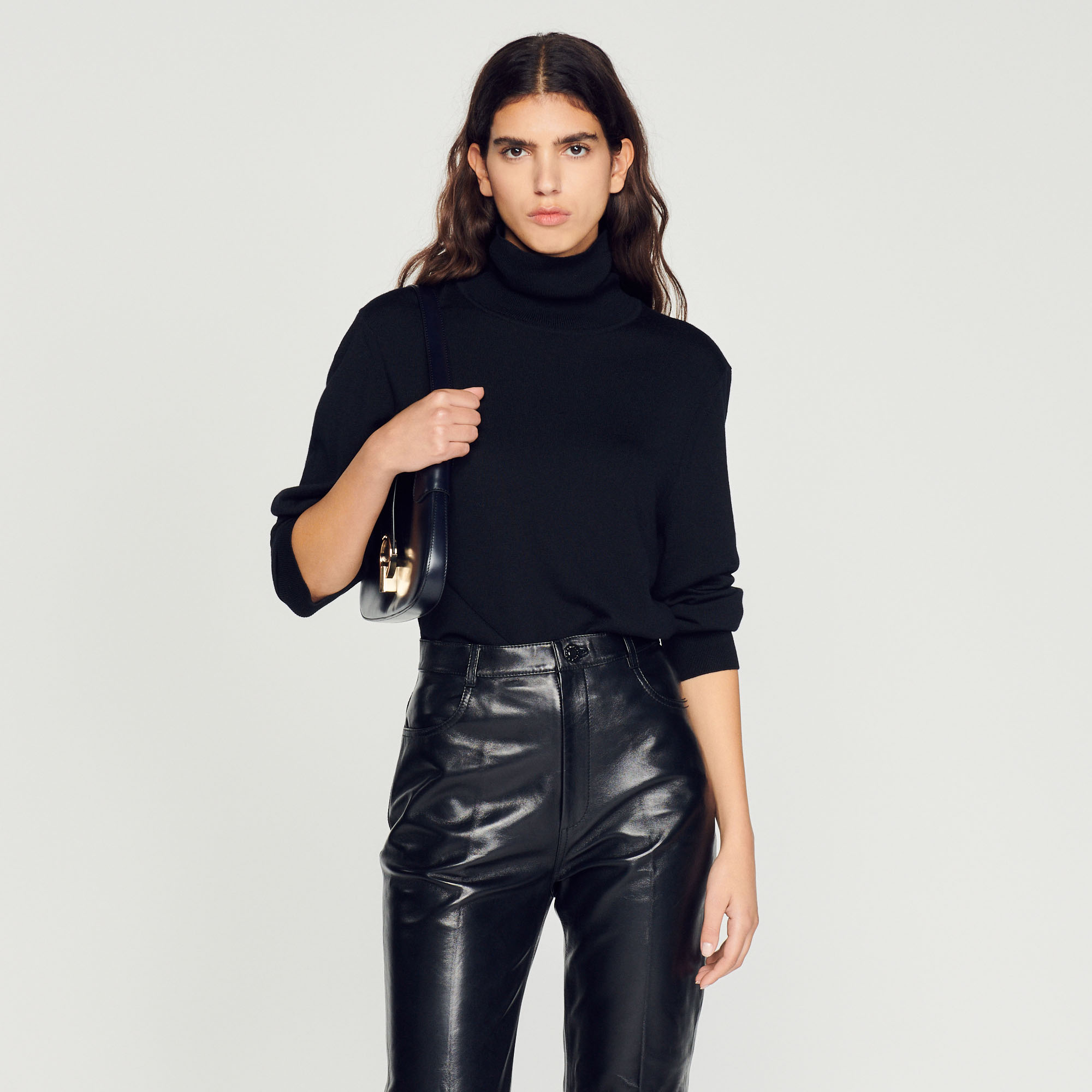 Pull á col roule en laine Homme