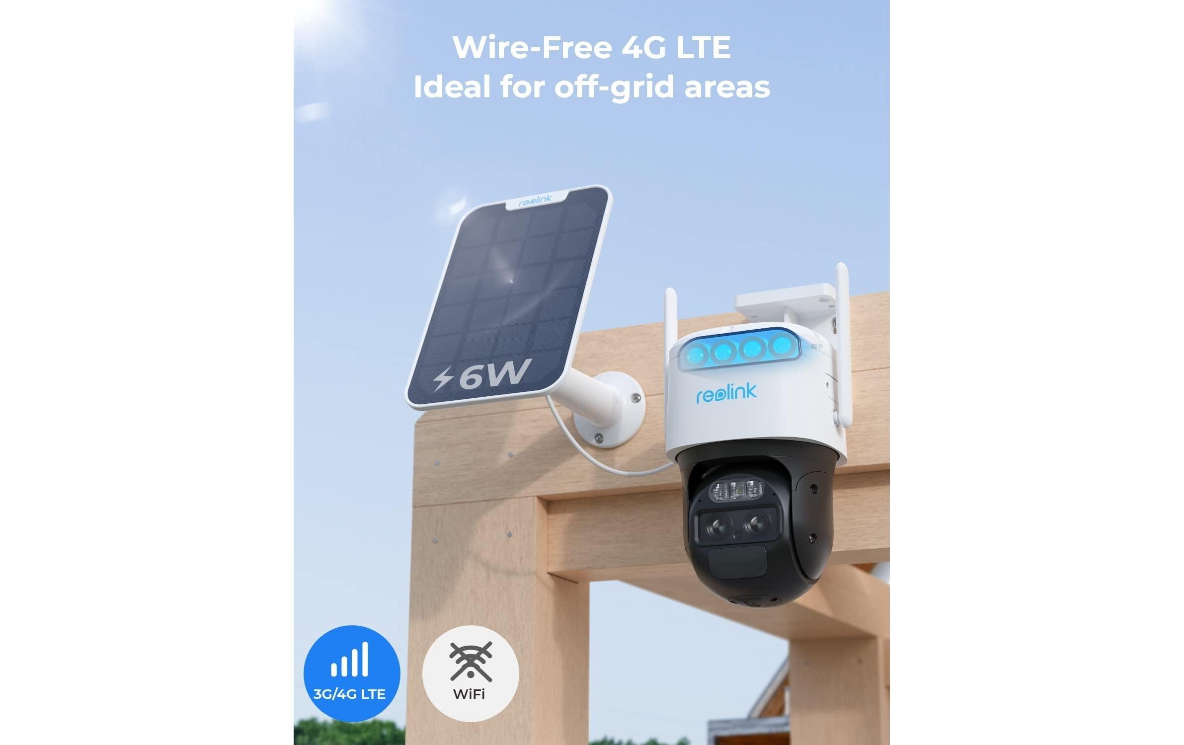 Netzwerkkamera RL-TrackMix-LTE inkl. Solar Panel Plus 66W<br>4G Dual-Objektiv-Kamera mit Auto-Zoom und -Tracking + Hocheffizientes 66W Solarpanel