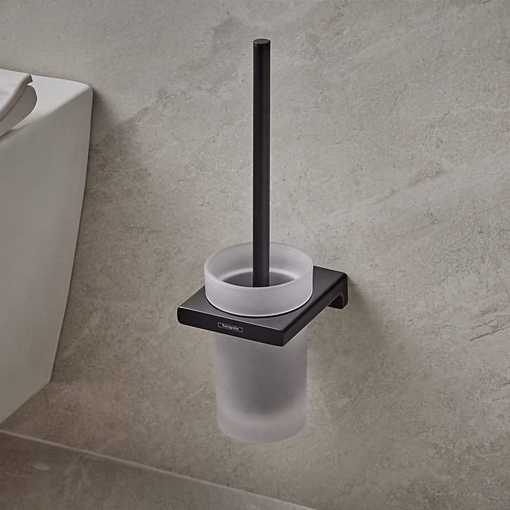 Porte-brosse WC mural noir mat Hansgrohe