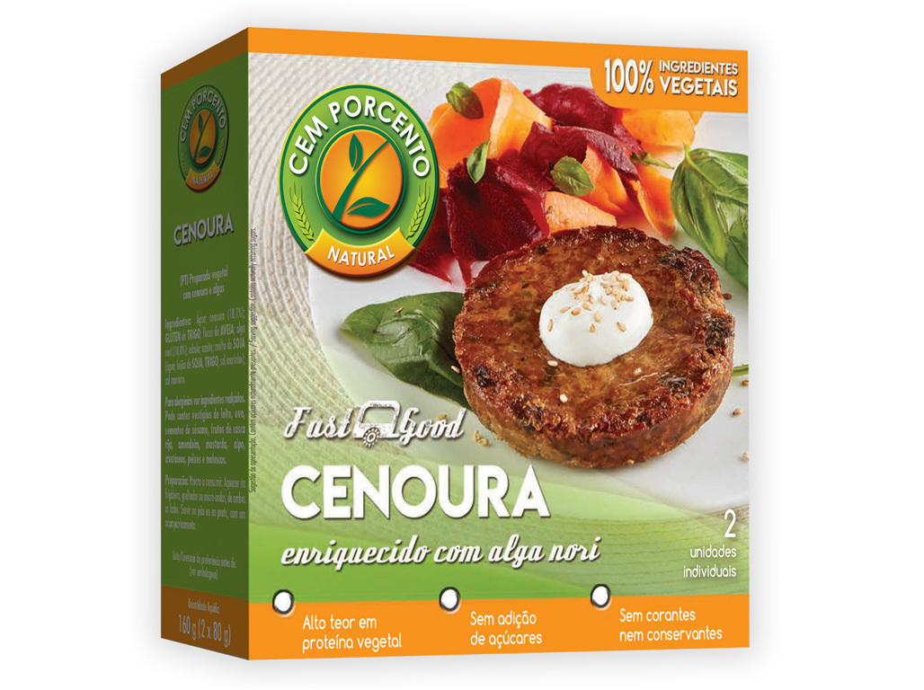 HAMBURGUER CEM PORCENTO CENOURA E ALGAS 160G