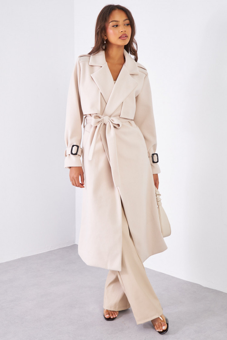 Manteau beige ceinturé