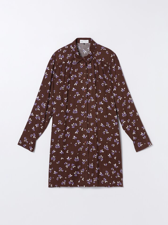 Vestido longo estampado - Marrom