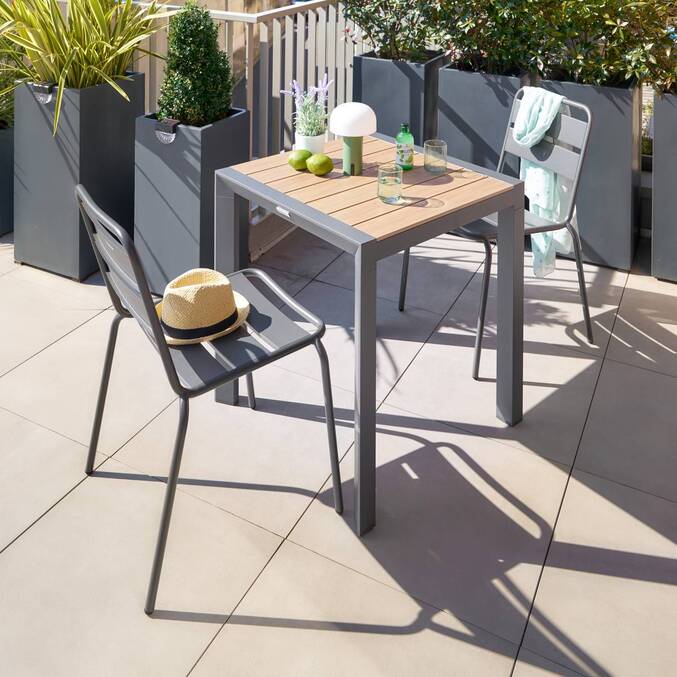 Table de jardin ÉVASION Effet bois Honey & Graphite