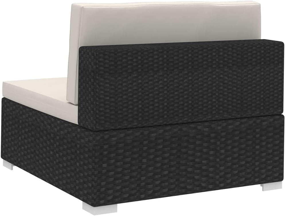 Ecksofa Set 2-teilig mit Kissen, Robustes PE-Rattan, Schwarz, Modular, Garten Lounge Set, Wetterfest, Außenbereich, Balkonmöbel, Patio Möbel
