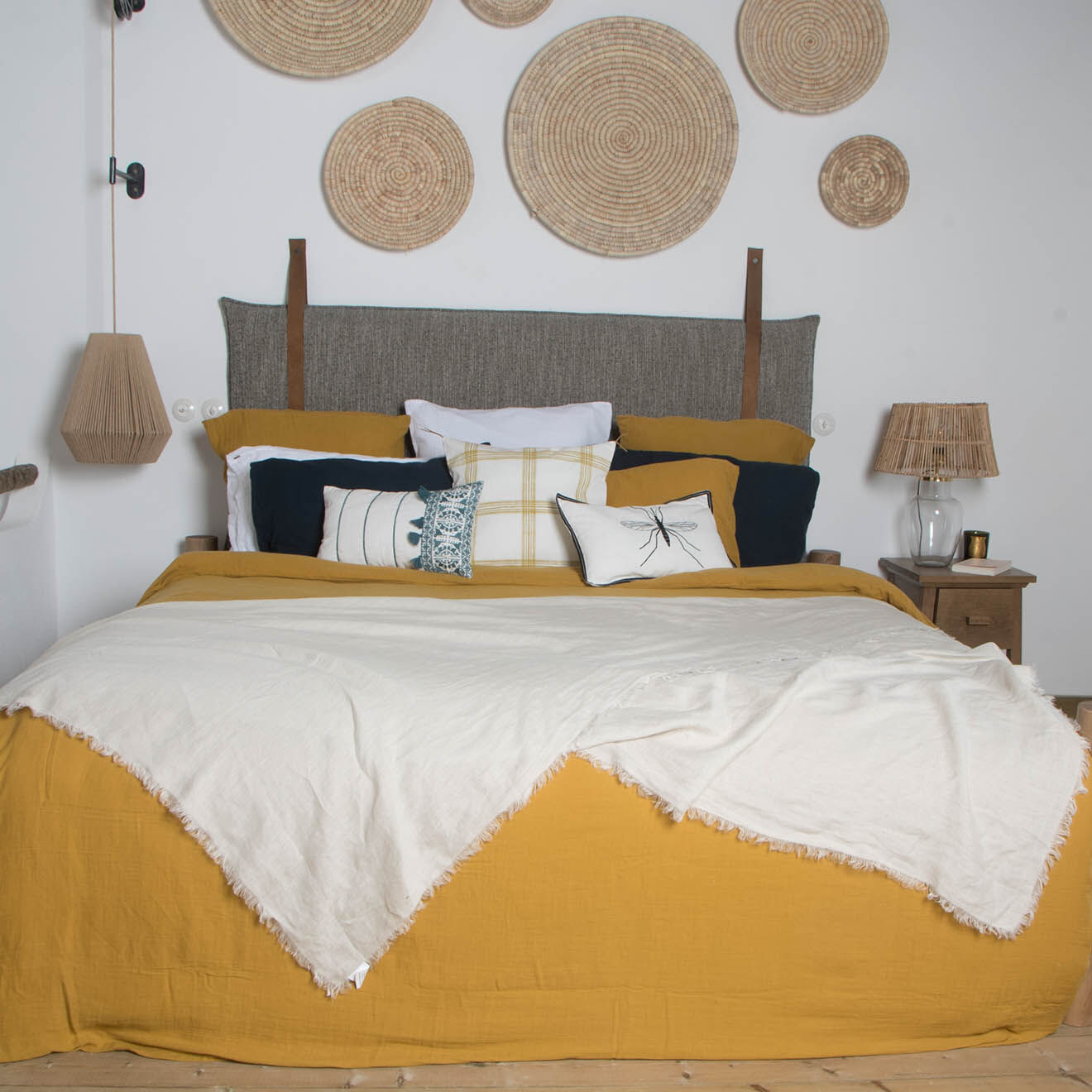 Febronie Housse de coussin Madras jaune - 50x50 cm