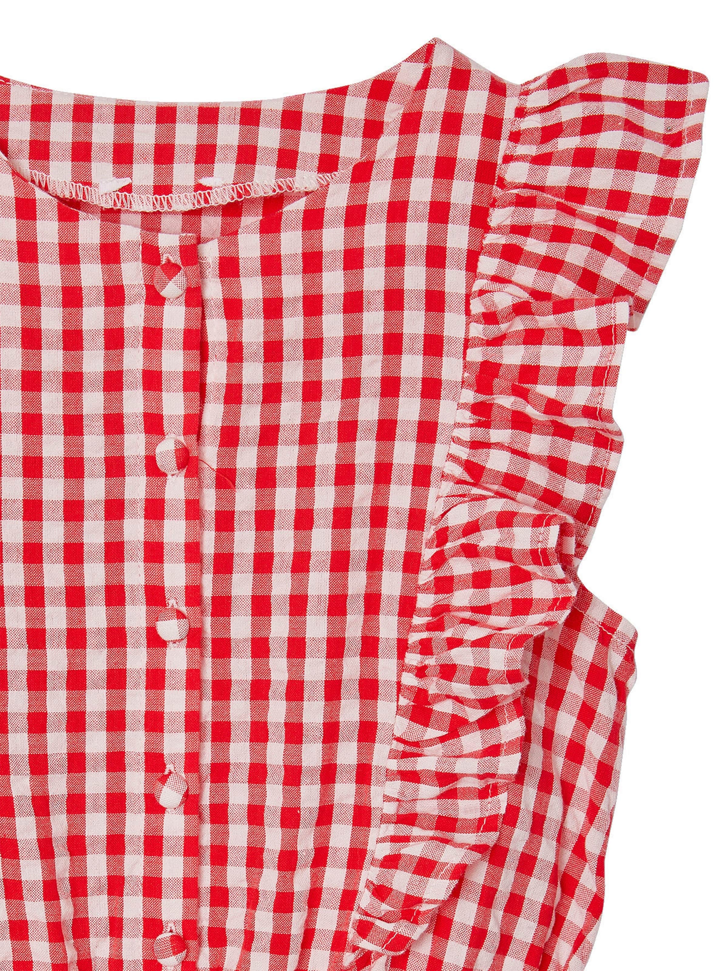 Vertbaudet Karierter Mädchen Jumpsuit mit Volants rot kariert