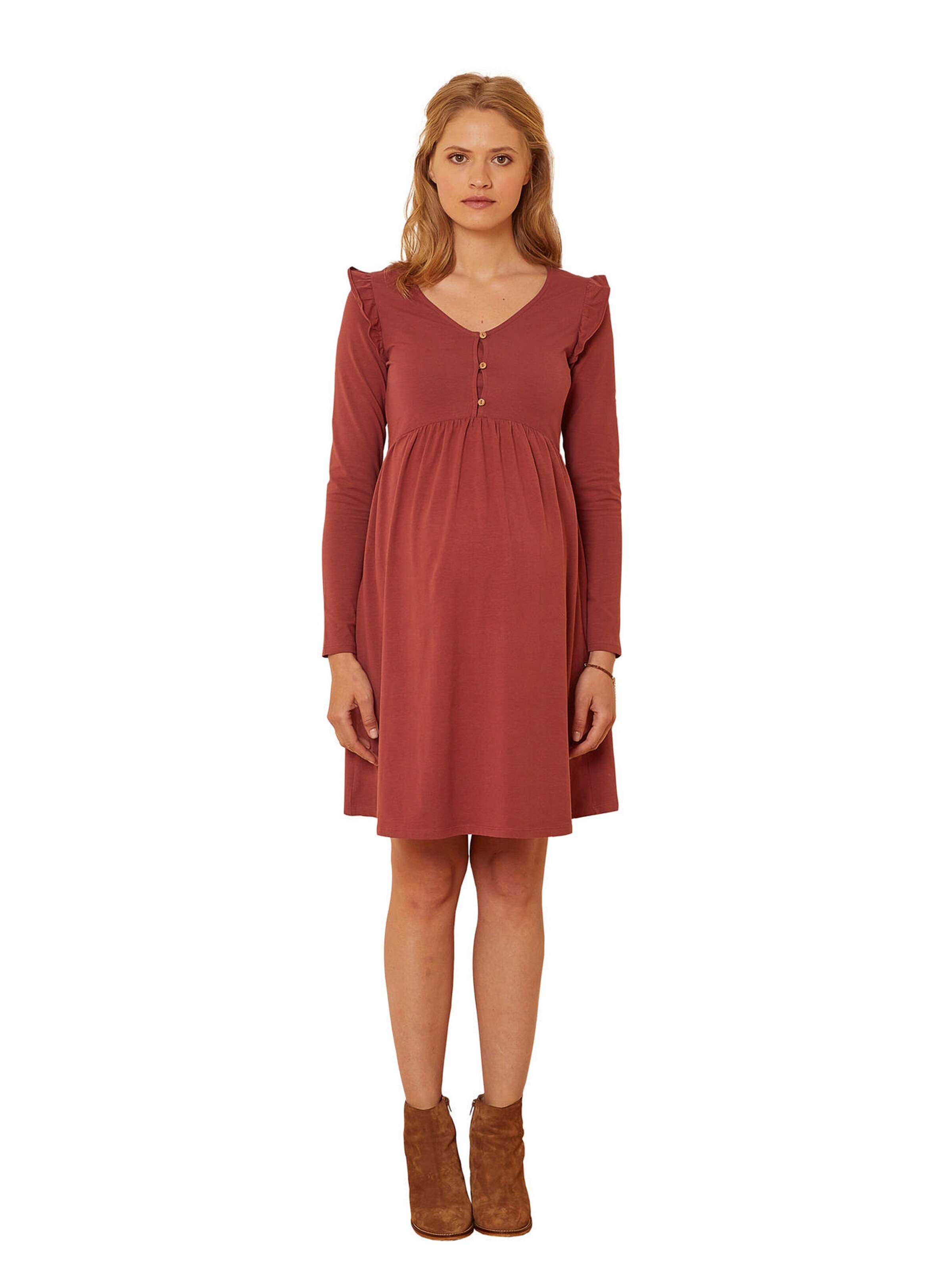 Vertbaudet Kurzes Kleid für Schwangerschaft & Stillzeit rot/bordeaux