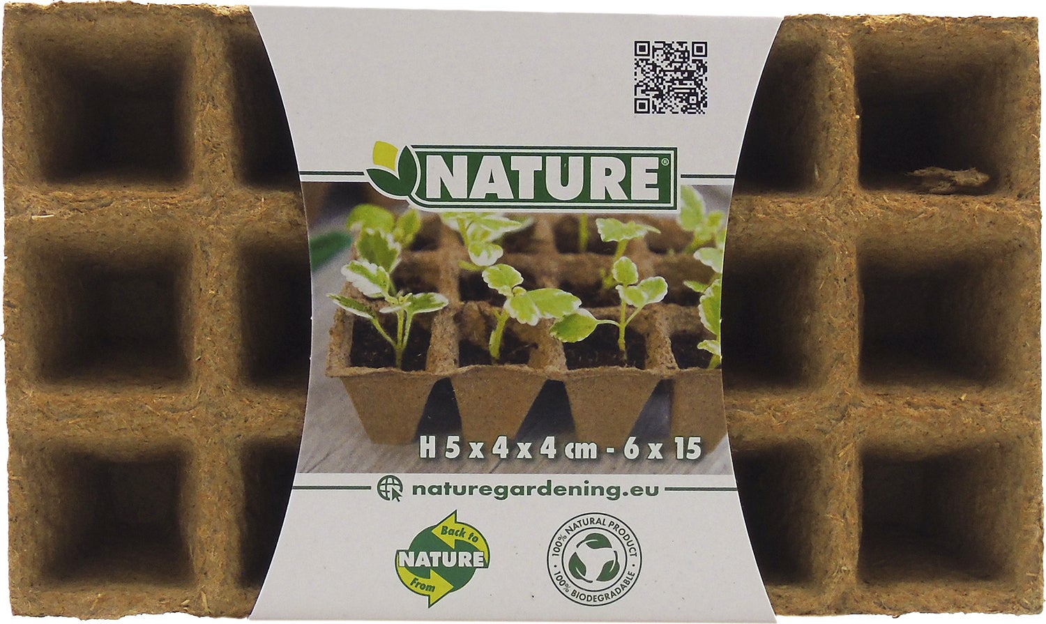 Nature kweekpottrays 15 vaks 5 x 4 x 4 cm 6 stuks