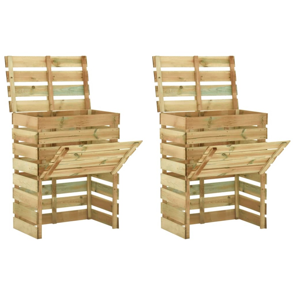 Composteur de jardin à lattes 2 pcs 80x50x100 cm pin imprégné
