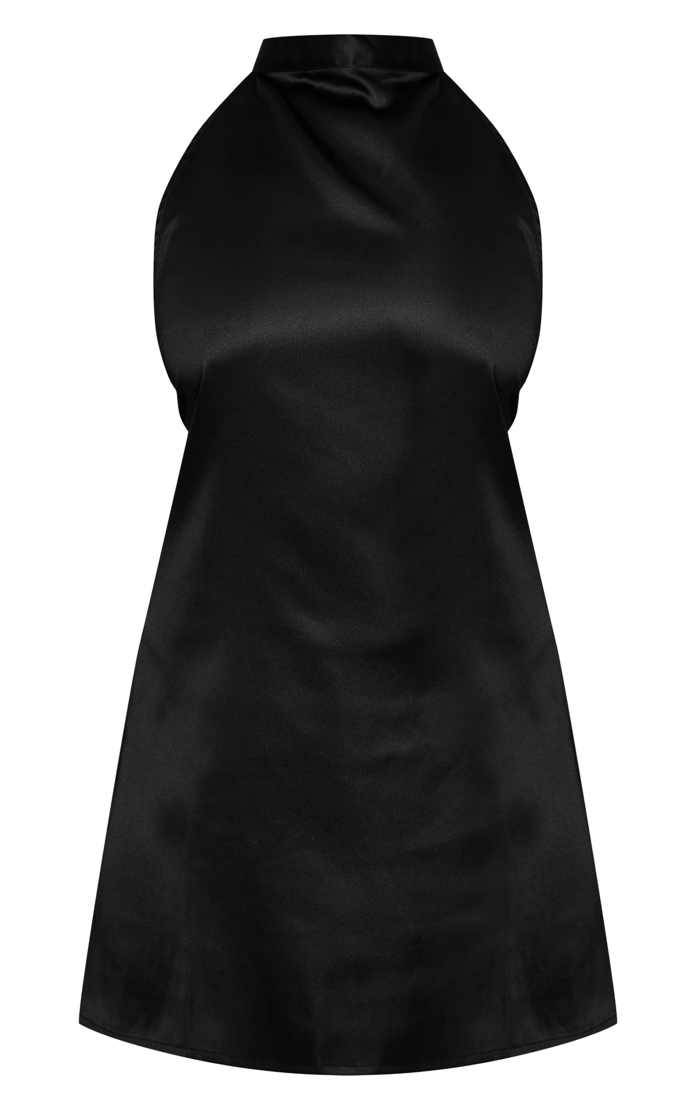 Noir Robe Moulante Satinée À Col Licou