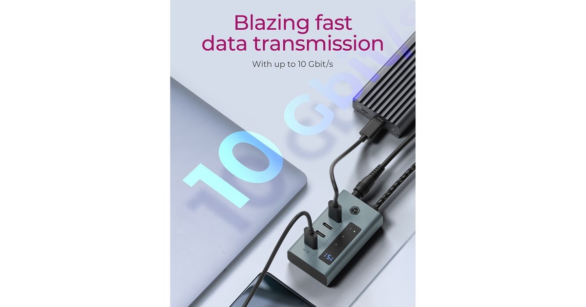 ICY BOXIB-HUB1454-C31 usb-hub  (Grijs/blauwgrijs, 4x USB-C 3.2 (10 Gbit/s))