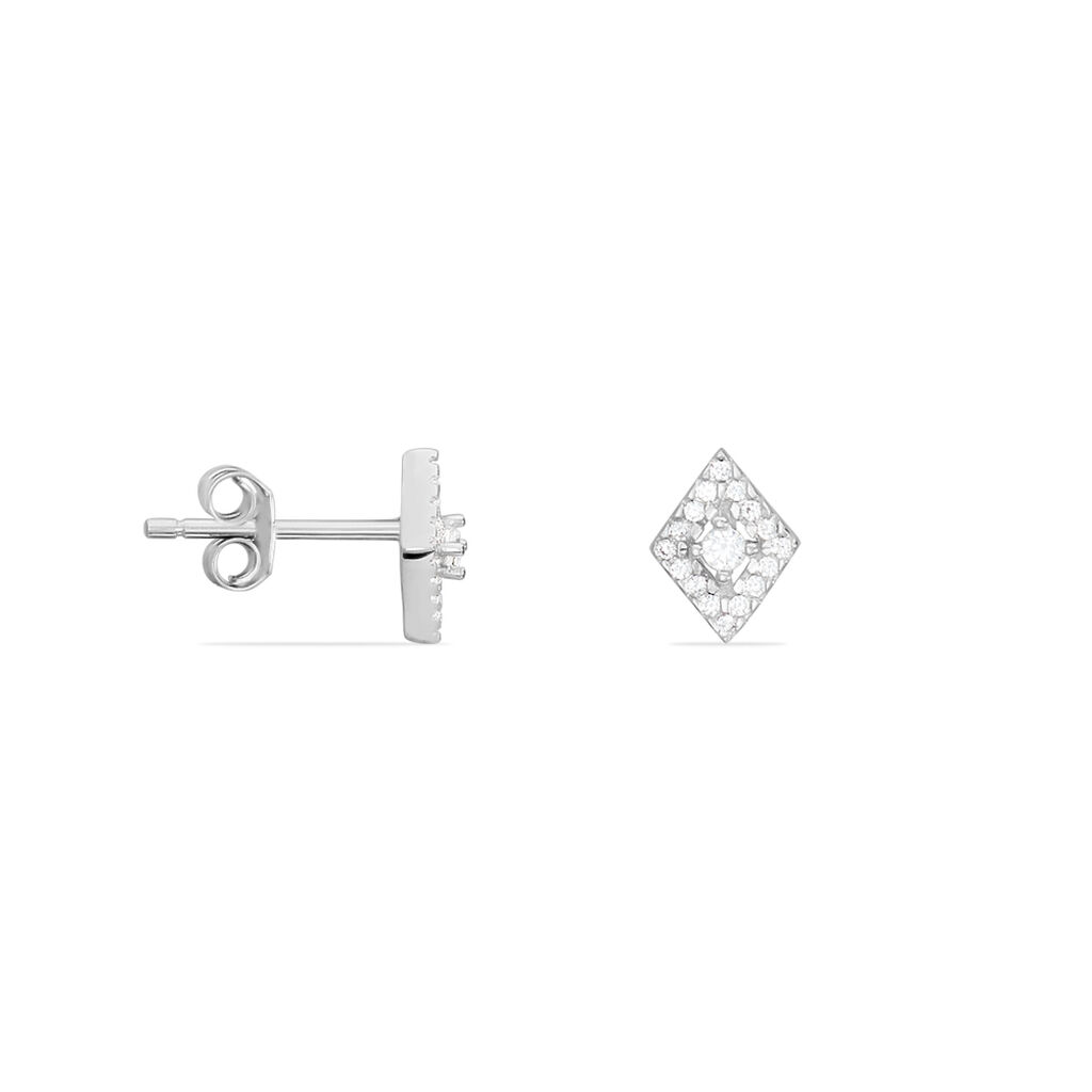 Boucles D'oreilles Puces Dilay Argent Blanc Oxyde De Zirconium