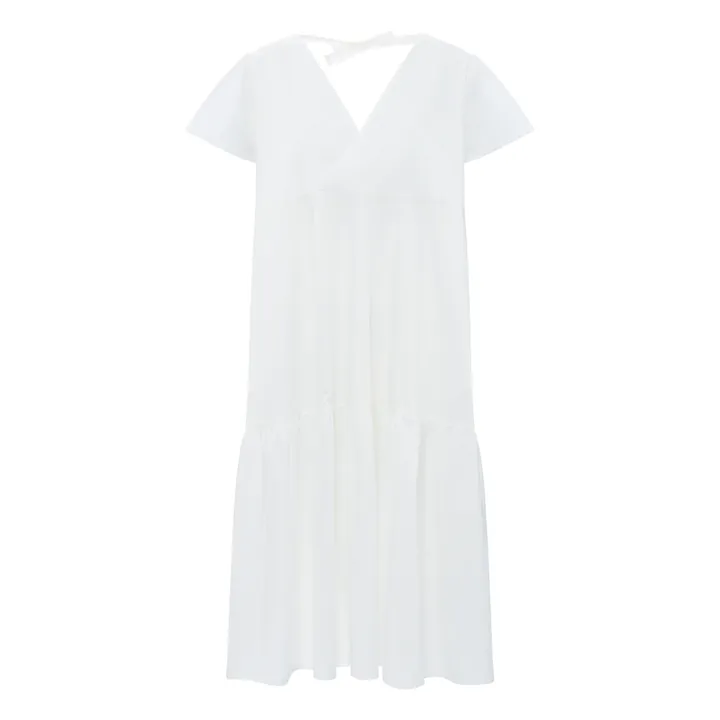 SMALLABLE BASICS Robe Midi à Volants Femme en Popeline Organique | Blanc cassé