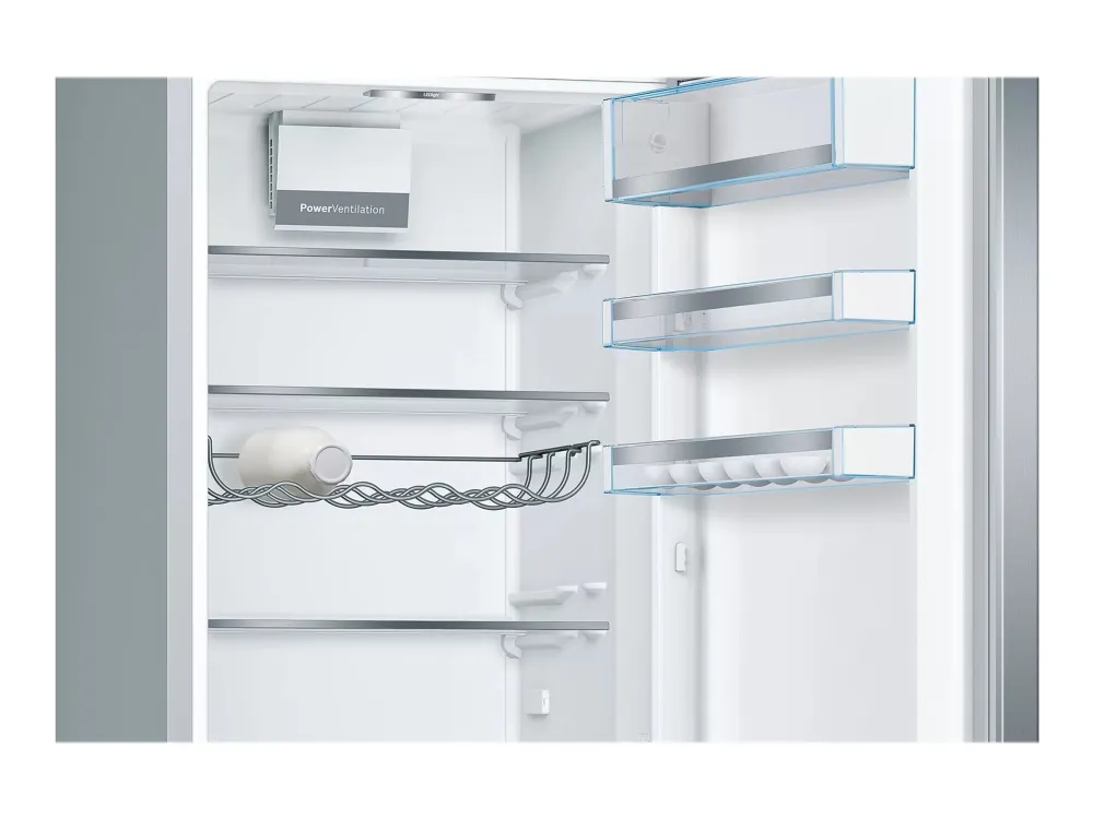 Bosch Serie | 6 KGE398IBP - Køleskab/fryser - bund-fryser - bredde: 60 cm - dybde: 65 cm - højde: 201 cm - 343 liter - Klasse B - rustfrit stål