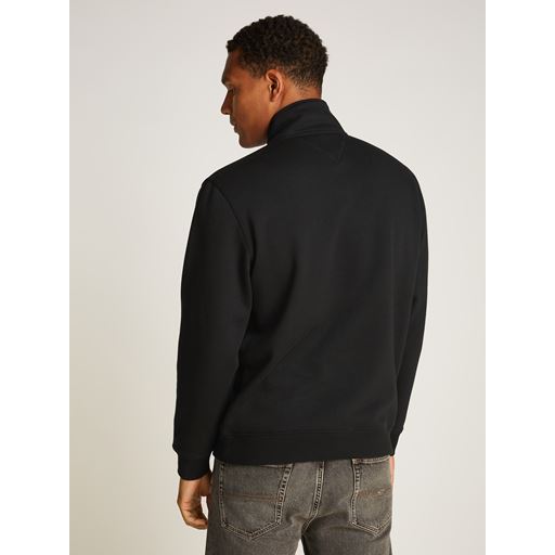 Tommy Jeans 1/4 Zip Mock Neck Fleece Sweatshirt, Black, L