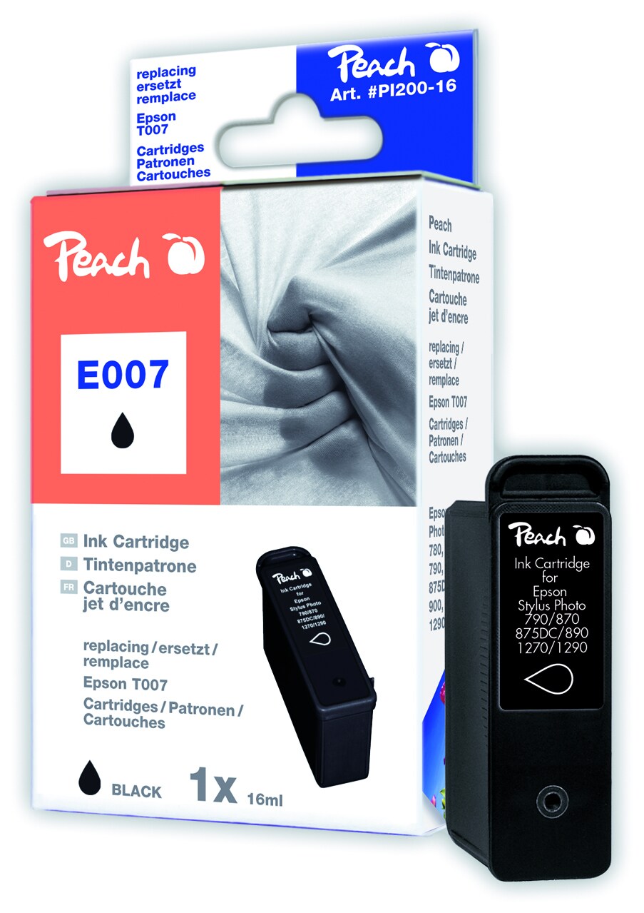 Peach E07 BK Druckerpatrone bk ersetzt Epson T007BK, C13T00740110 für z.B. Epson Stylus Photo 1270, Epson Stylus Photo 1280, Epson Stylus Photo 1280 S