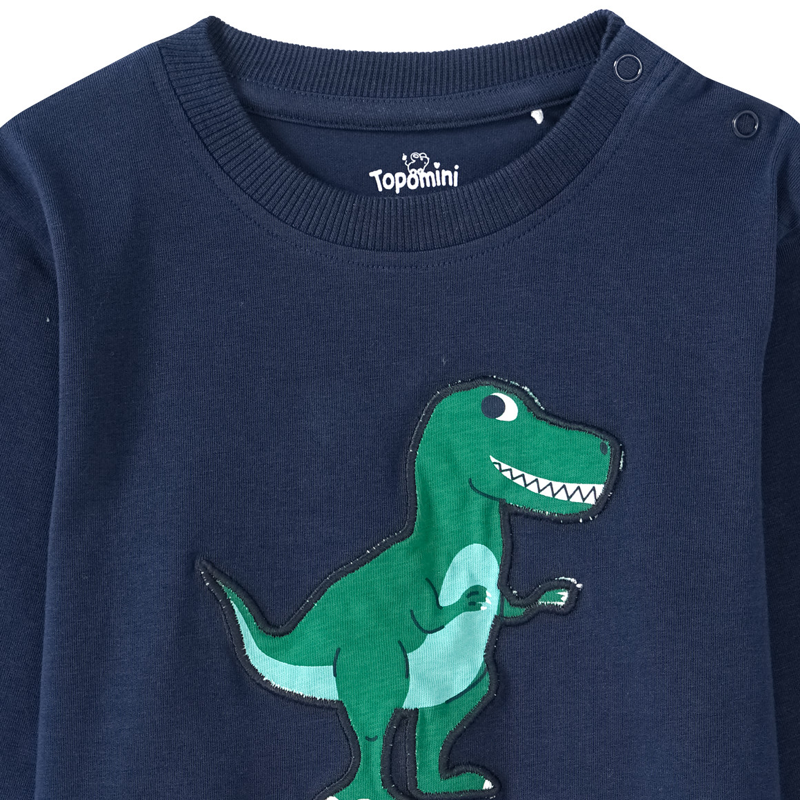 Topomini Baby Langarmshirt mit Dino-Applikation dunkelblau