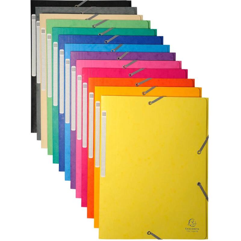 Chemise à élastiques Maxi capacity carte lustrée 425gm2 - A4 - Couleurs assorties