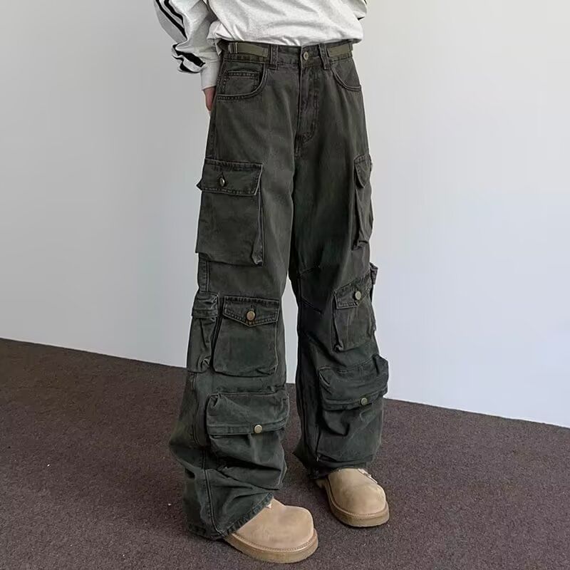 Real Boy - Cargobroek met wijde pijpen en effen taille