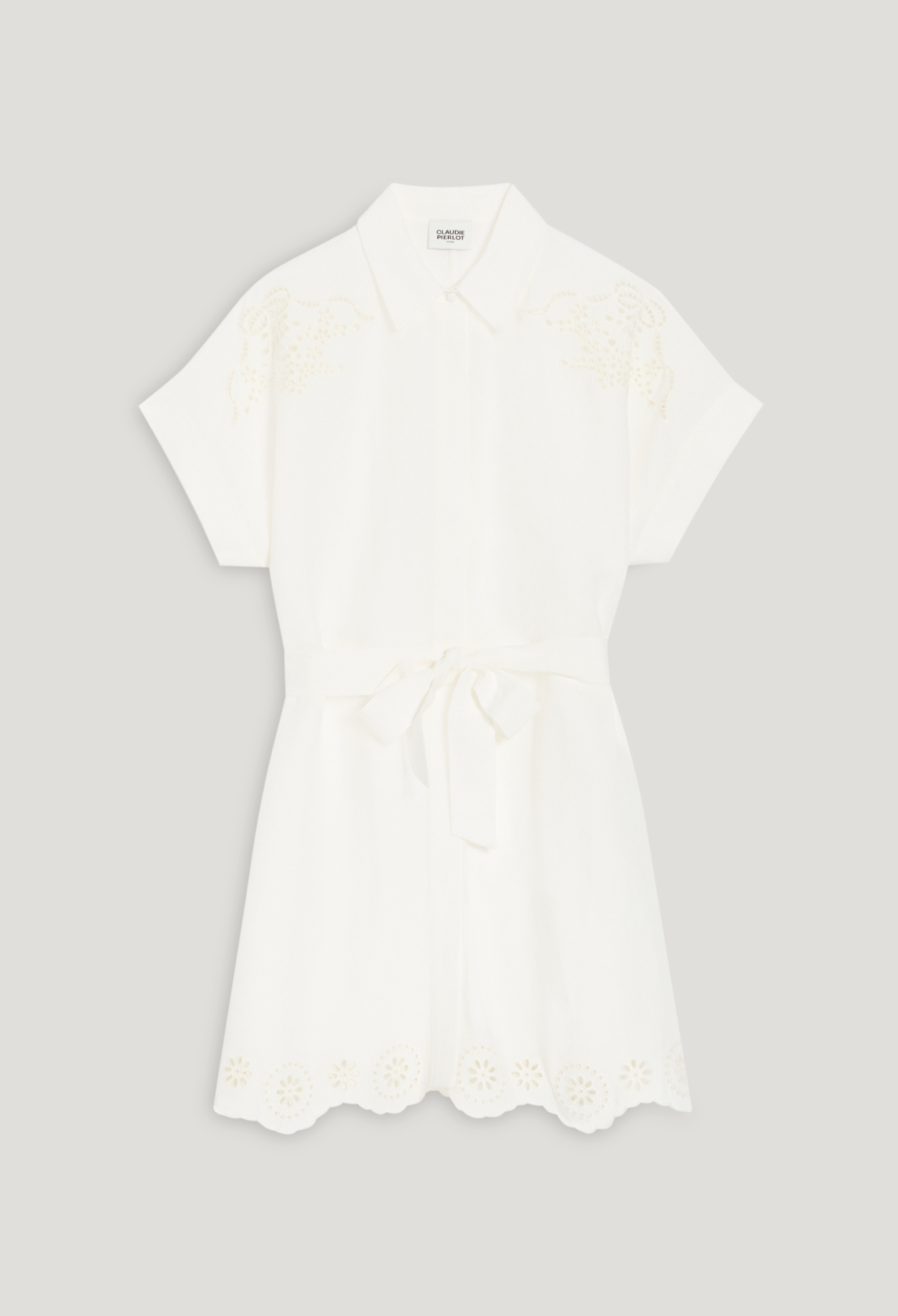 Robe chemise courte broderie anglaise