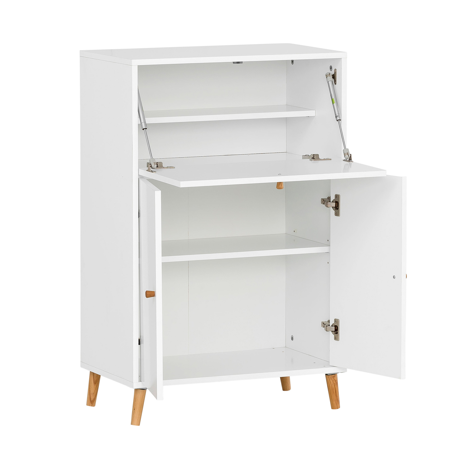 Sekretär - weiß - 65 cm - Klappe mit gedämpftem Liftbeschlag