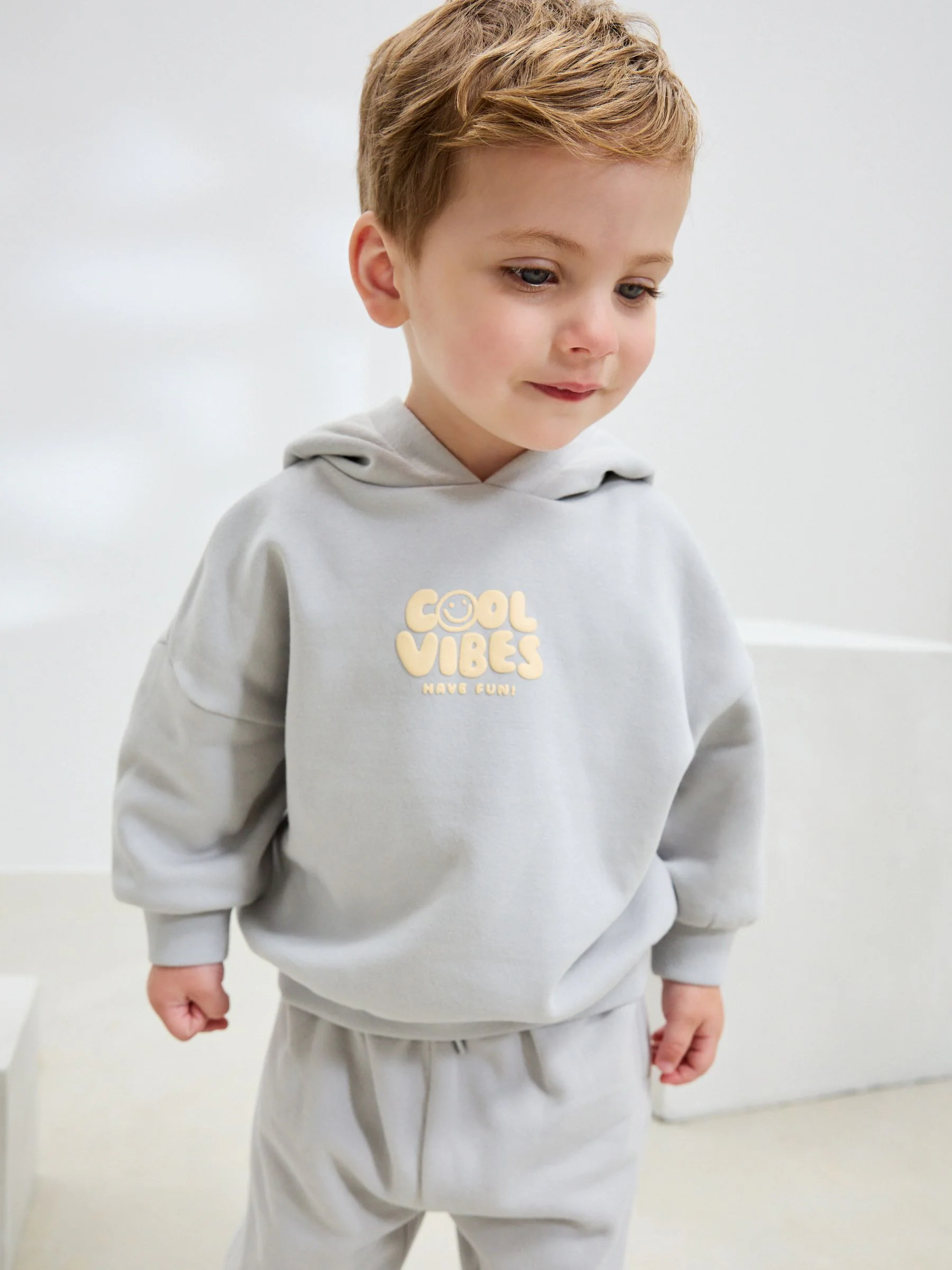 Lichtblauw - Set van bedrukte hoodie en joggingbroek (3mnd-7jr)