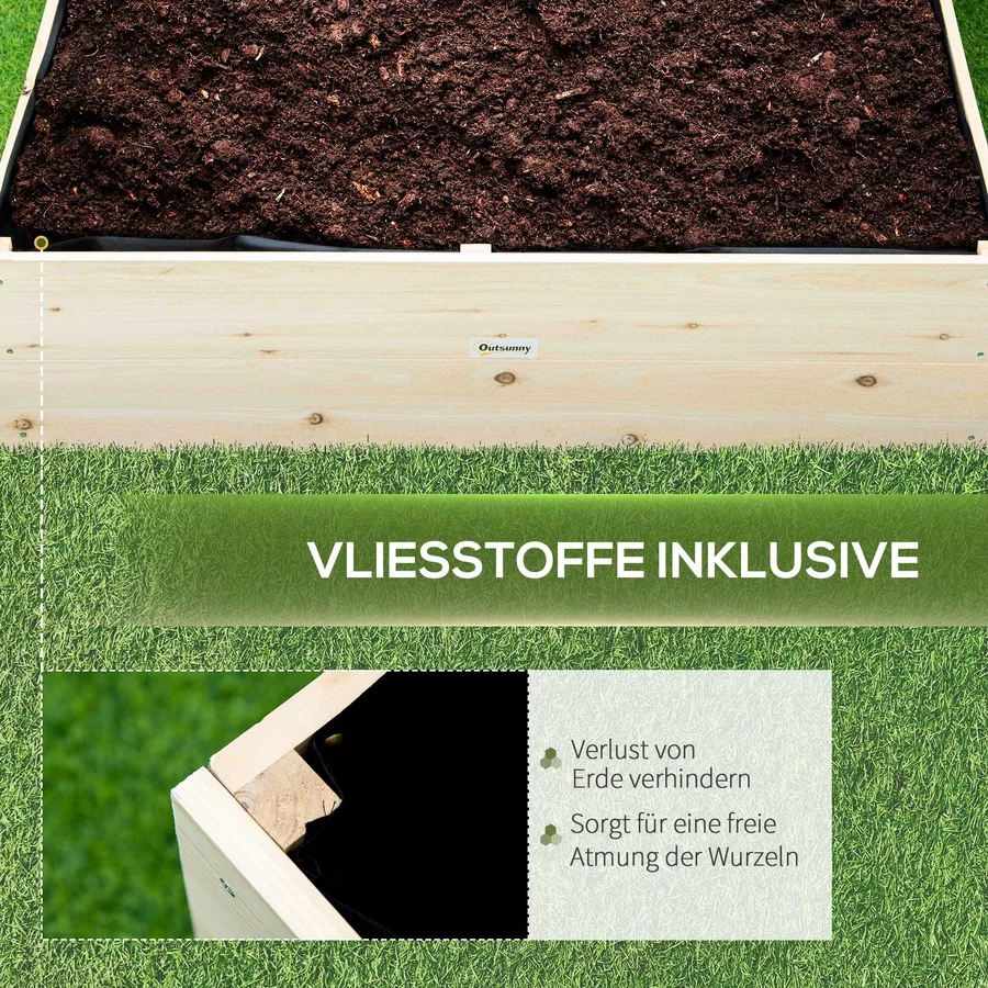 Outsunny Gartenbeet mit offenem Boden natur