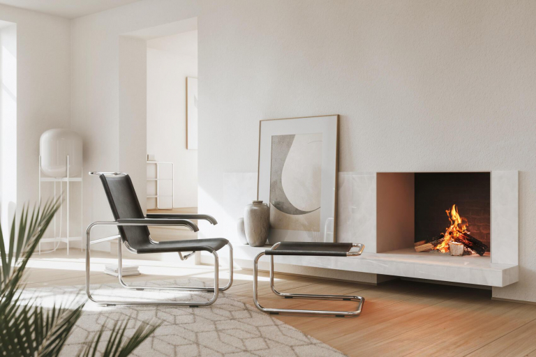 Thonet S35 LH hocker kernleder zwart
