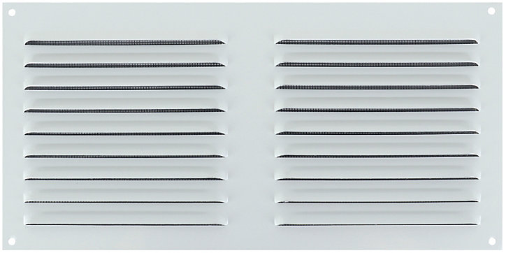 Grille d'aération alu Autogyre à persiennes avec moustiquaire blanche 300 x 150 mm