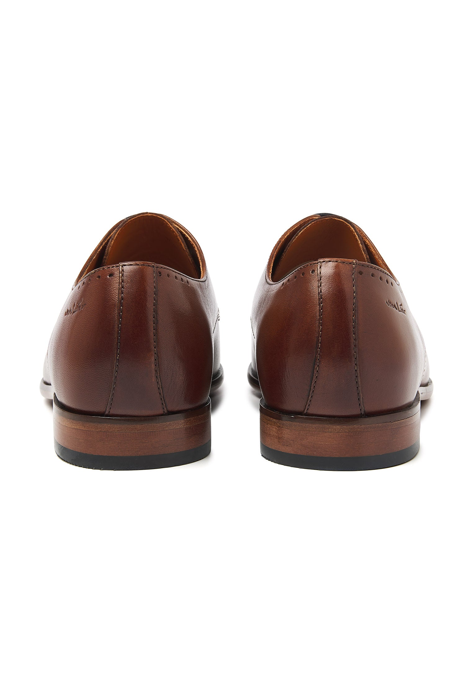 Cognac gladleren Hercules veterschoen