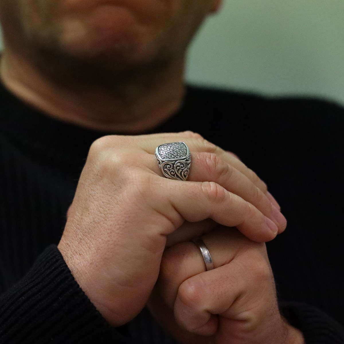 Bague Chevalière Homme Argent Motifs Tribal Et Géométrique