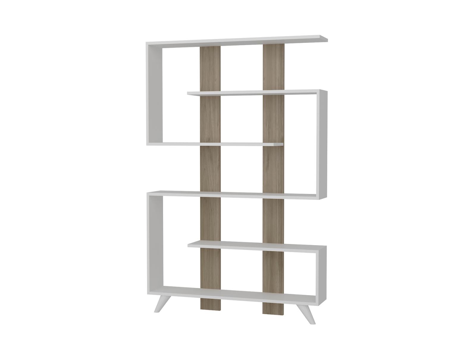 Bücherregal - weiß-holzfarben - 5 Regalfächer - 120 cm breit