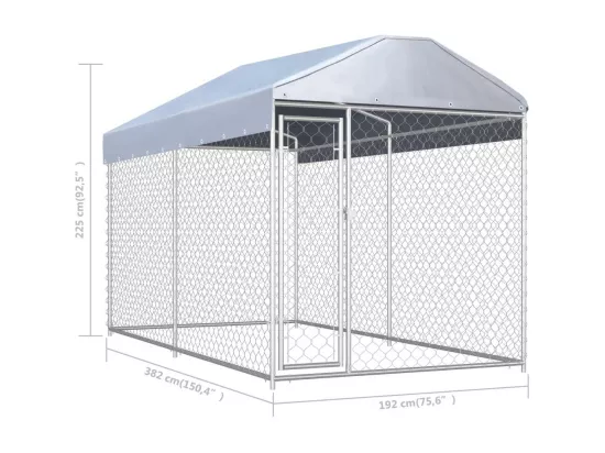 Chenil extérieur cage enclos 382 x 192 x 225 cm 02_0000329