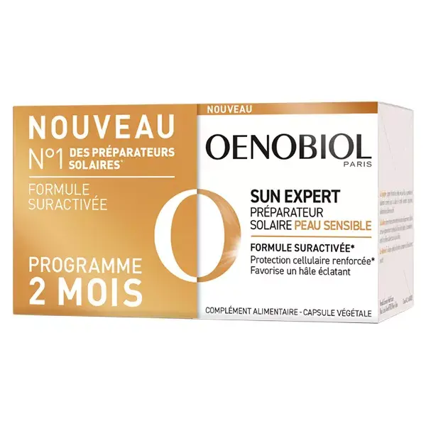 Oenobiol Sun Expert - Preparação Solar para Pele Sensível, Embalagem com 2 x 30 cápsulas