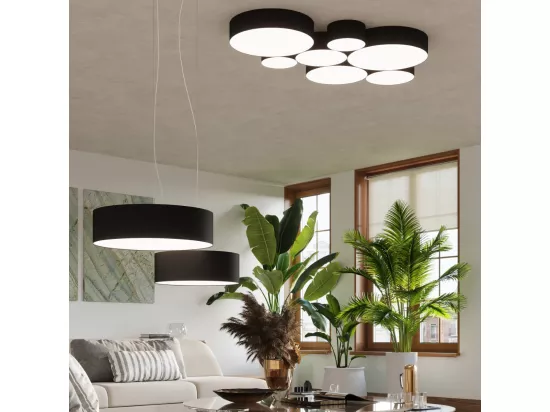 Sollux ARENA Plafonnier Cylindrique Noir 55cm E27