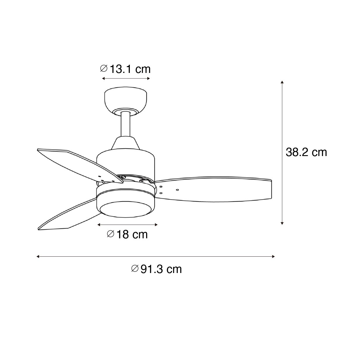Plafondventilator voor buiten wit met hout print 91.3cm incl. LED dimbaar met afstandsbediening IP44 - Toledo