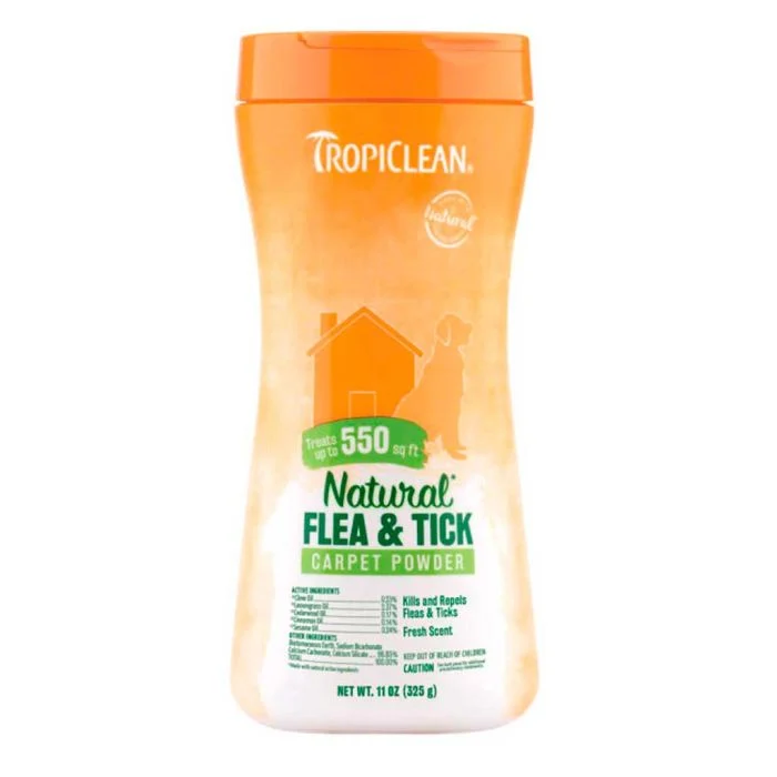 Pó antipulgas e carrapatos Tropiclean para carpetes, 325g