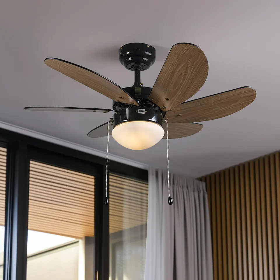 Qazqa plafondventilatoren fresh zwart e14