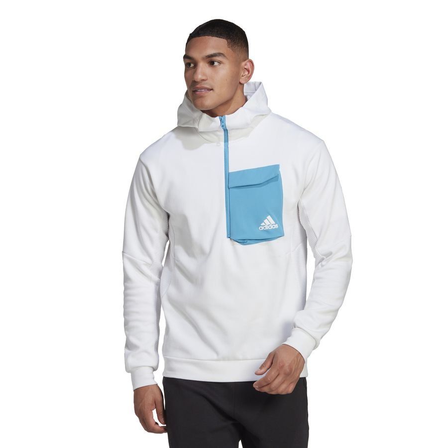 adidas Sweat à Capuche Designed for Gameday - Blanc/Bleu