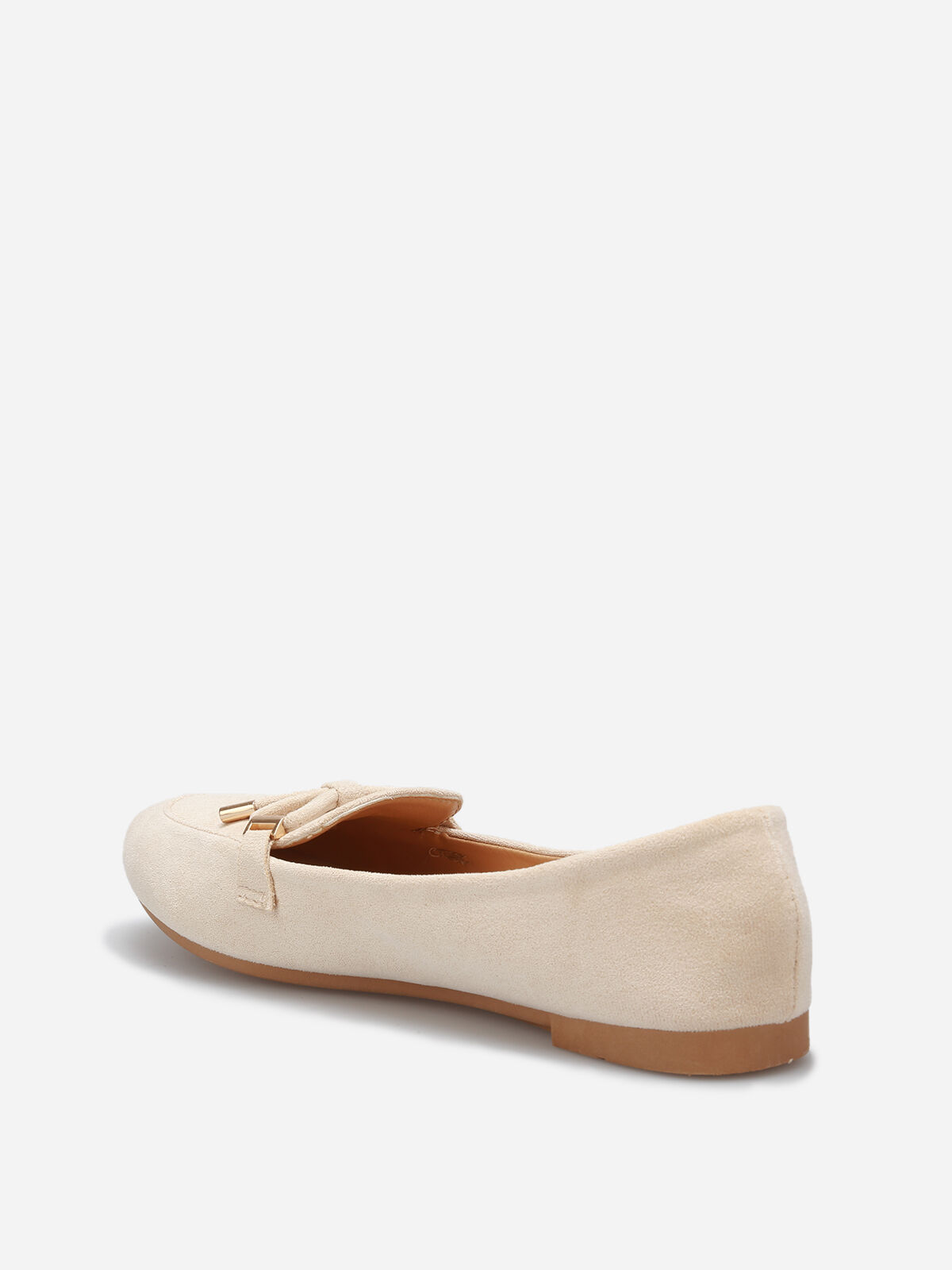 Mocassins en suédine à nœud grandes tailles- Beige