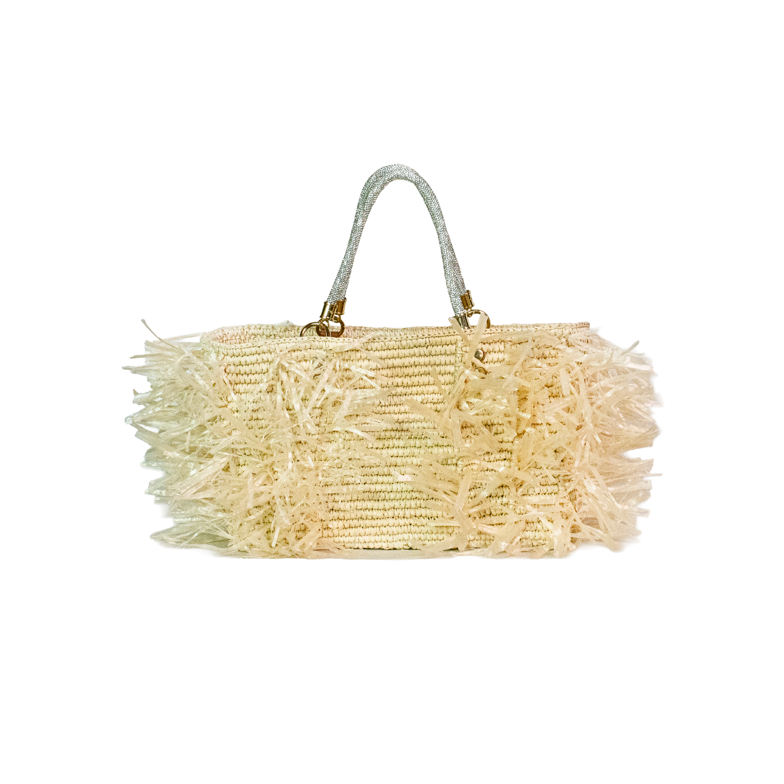 Sac cabas structuré à franges de taille moyenne