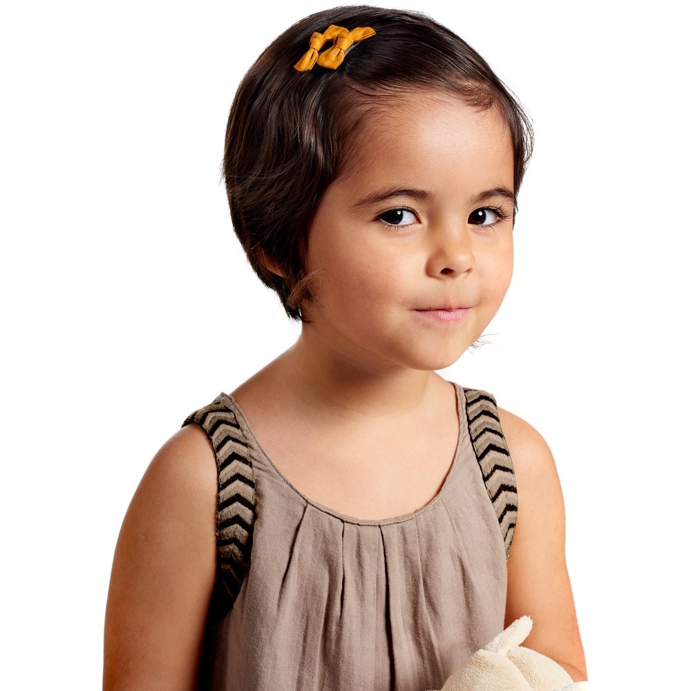 Barrettes Clic-Clac Petits Noeuds Gaze Dentelle Ocre